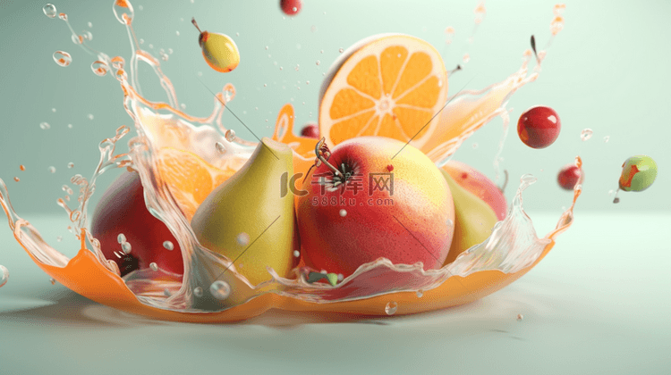 新鲜水果组合创意广告