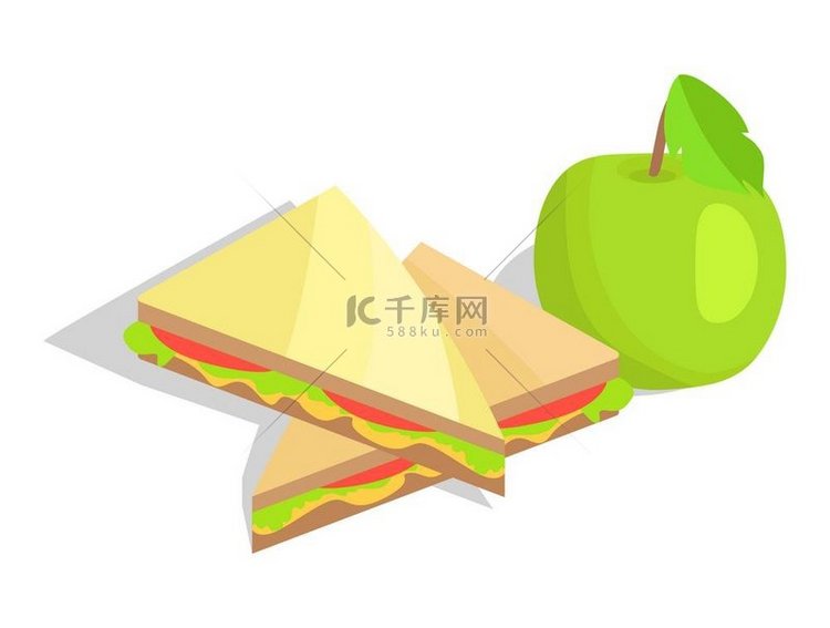 生菜绿苹果三角三明治三角形三明