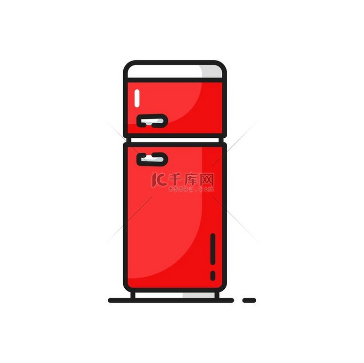冰箱家用电器红色冰箱隔离彩色线