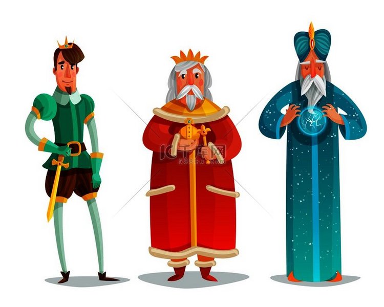 皇家人物卡通集，包括带剑的王子