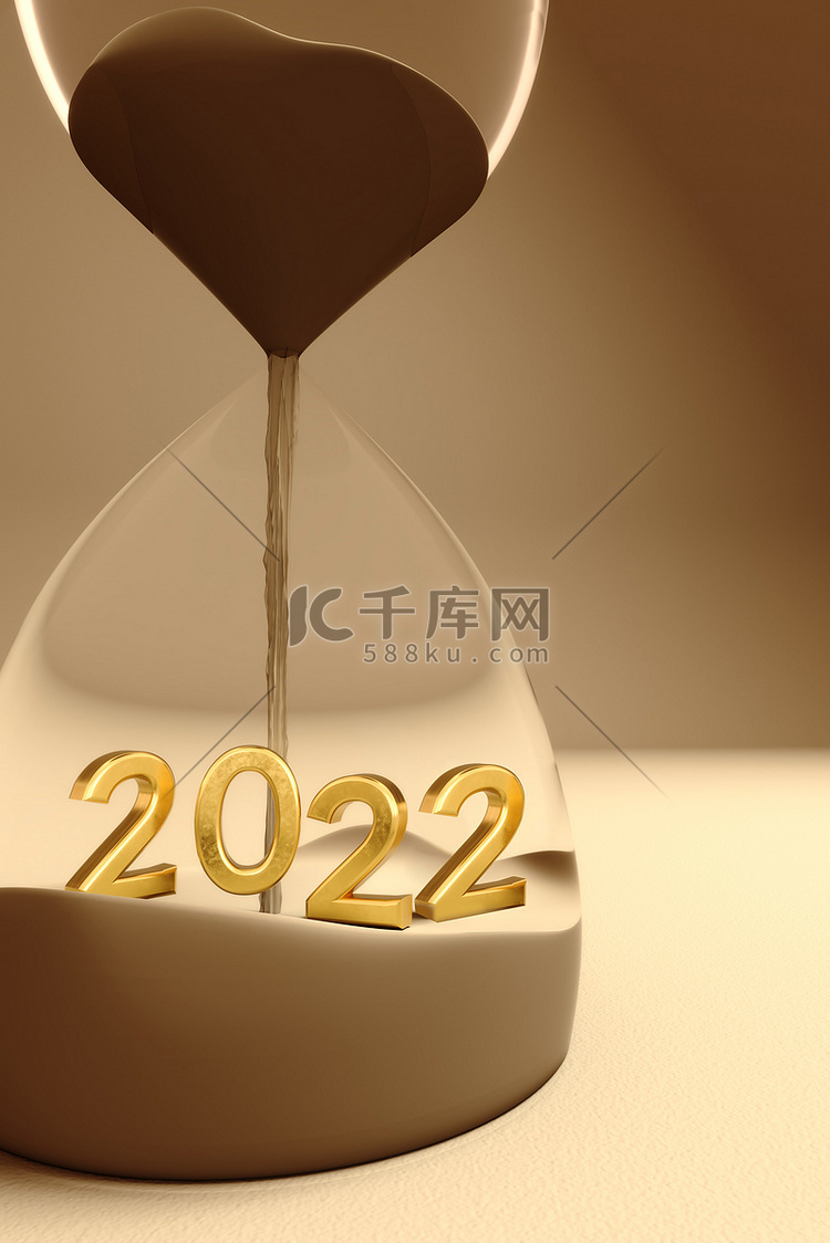 新年沙漏金色背景2022