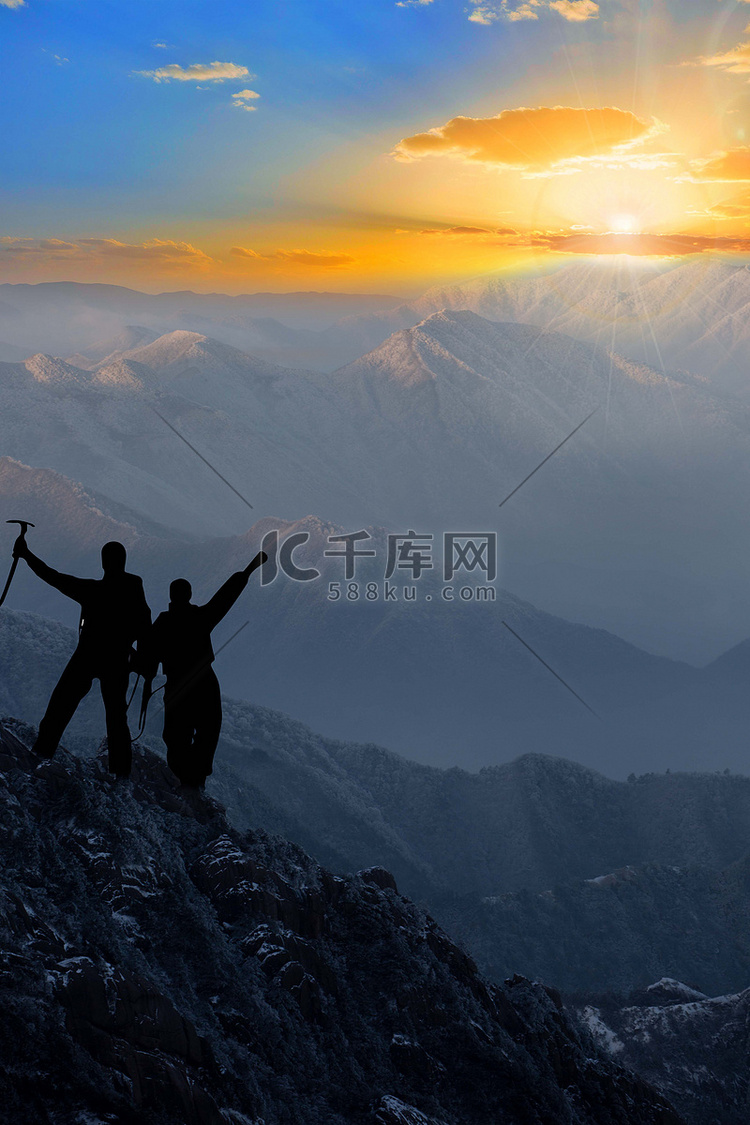 阳光群山和白雪摄影图山川河流摄