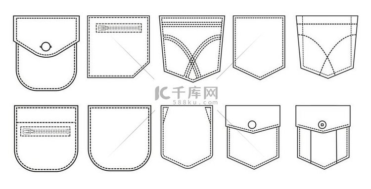 口袋、图标、矢量设计的集合。