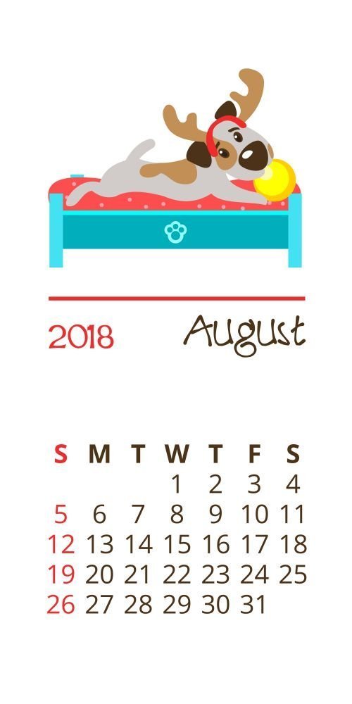 新 2018 年的日历。狗年的象征。