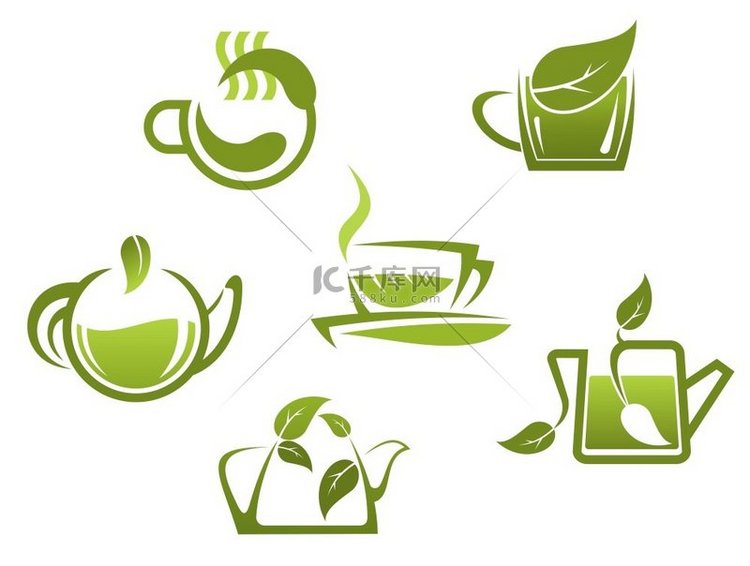 用于快餐或咖啡馆设计的绿茶符号