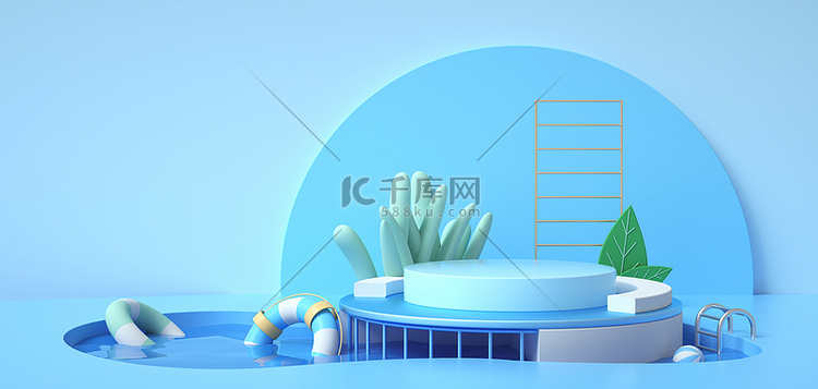 夏季清新绿植展台c4d