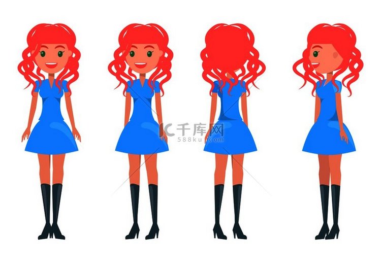 现代优雅外观的红发女孩。
