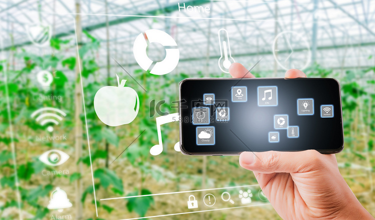 农业科技农业手机合成科技摄影图