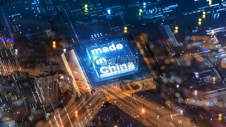 中国制造芯片技术运营制造摄影图