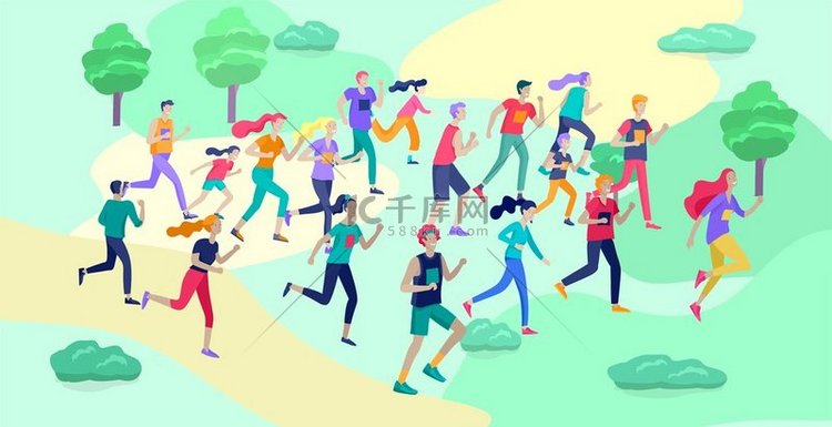 人民马拉松跑步运动比赛短跑概念