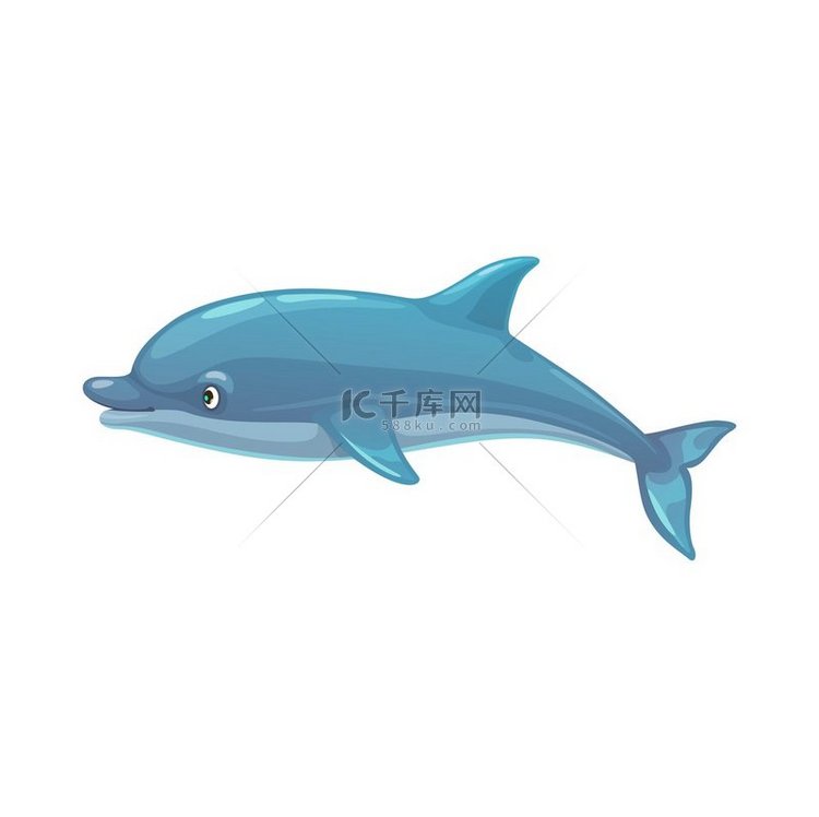 卡通海豚海洋动物，孤立的矢量海
