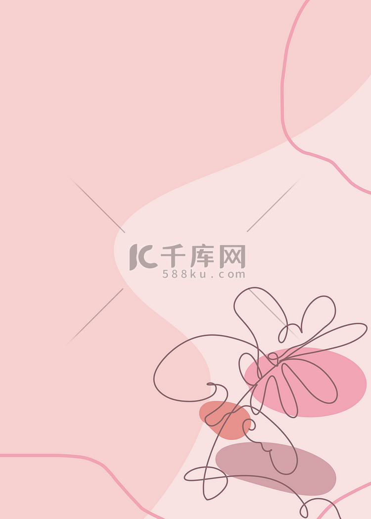 花卉植物粉色线条抽象背景
