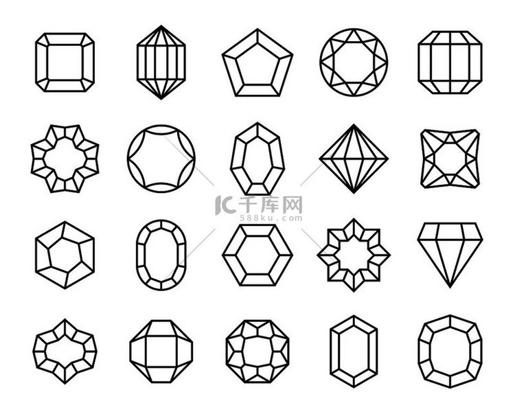 宝石线几何宝石钻石和蓝宝石珍贵
