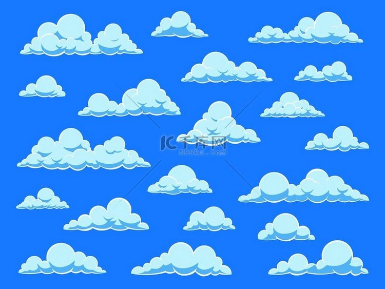 卡通天空云朵蓝天全景中的云景不