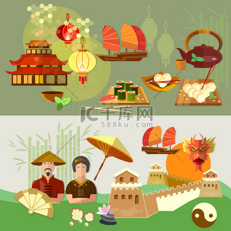 中国中国文化和传统矢量横幅