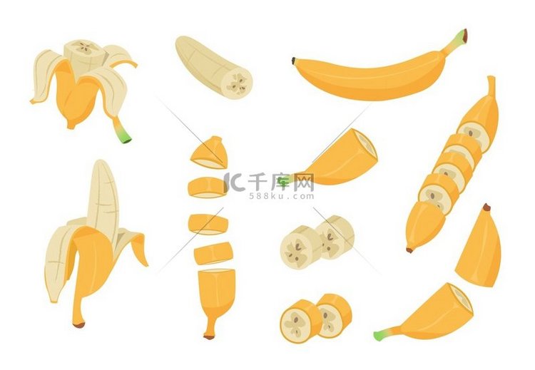 卡通香蕉健康的热带水果香蕉皮单