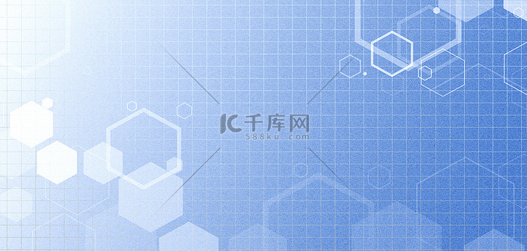 简约几何六边形蓝色渐变科技医疗