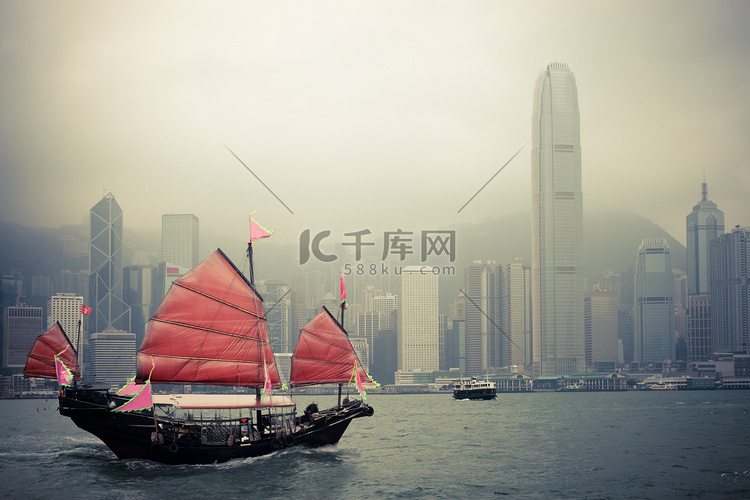 在香港的中国风格帆船