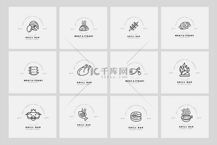 肉类和烧烤咖啡馆或牛排餐厅的矢