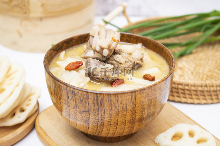 餐饮美食白天莲藕排骨汤厨房静物