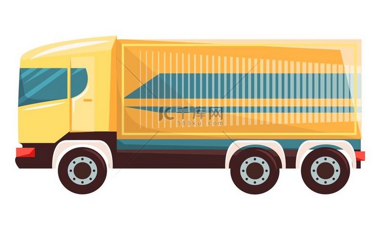 货车用大集装箱运输货物，平板式
