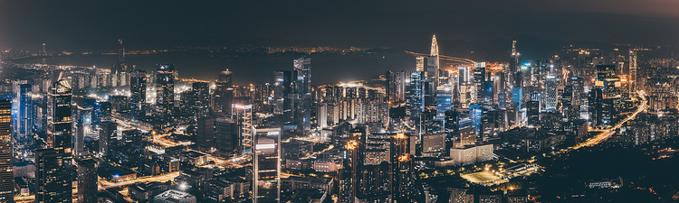 深圳南山区建筑群夜景航拍全景