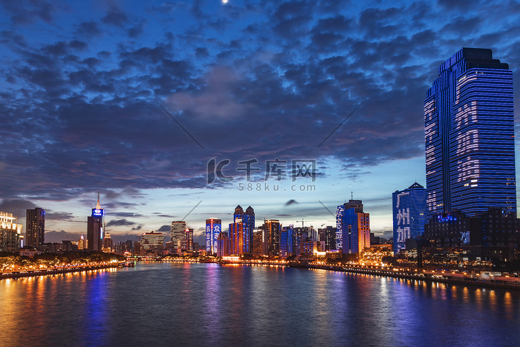 江湾桥广州加油夜晚珠江桥梁拍摄