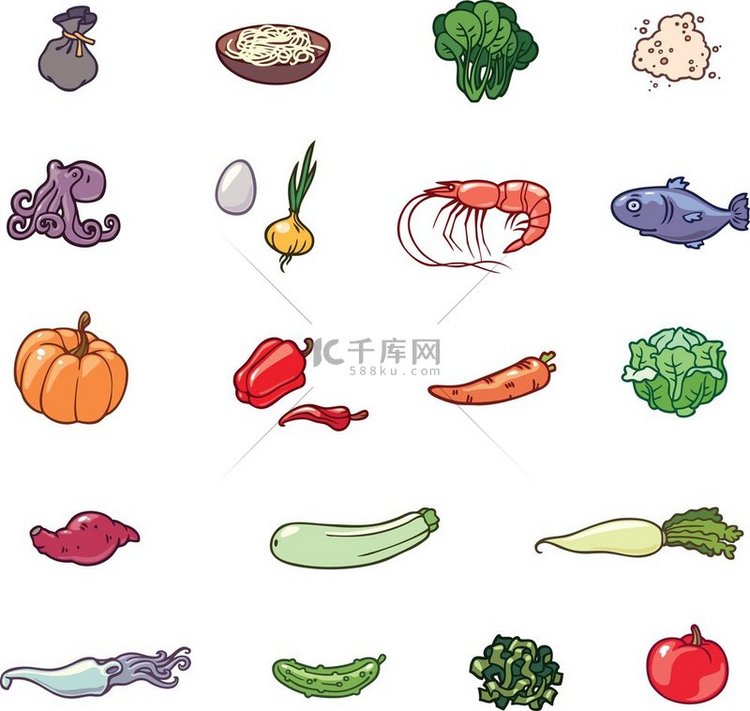食物图标这套食品插图这里有蔬菜