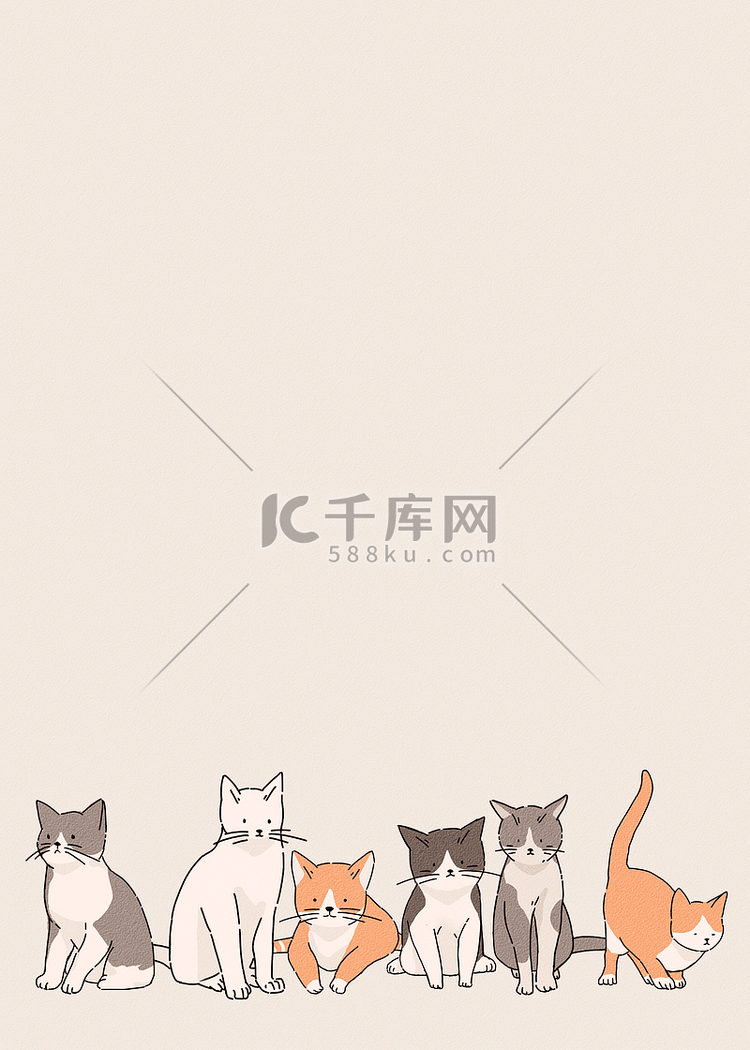 动物猫日系卡通可爱背景