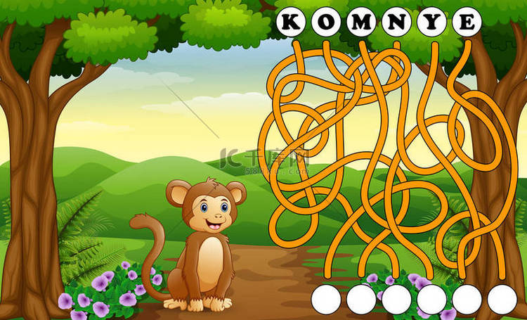 游戏的矢量图解猴子迷宫找到方式