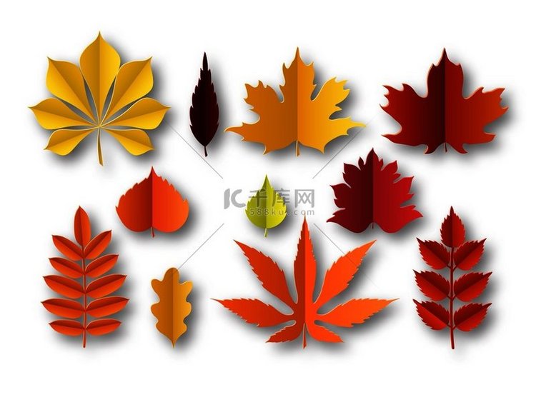 纸秋叶美丽的秋天五颜六色的树叶