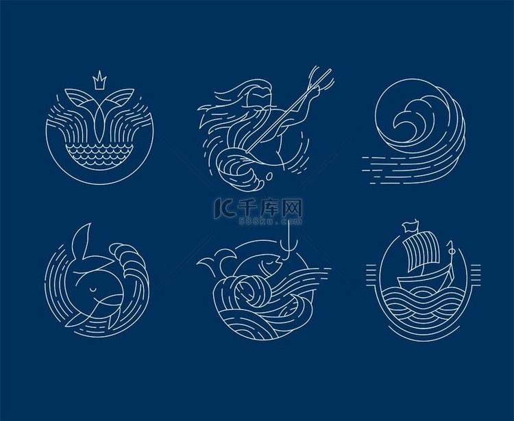 海洋或鱼类、亚洲食品和海鲜的矢