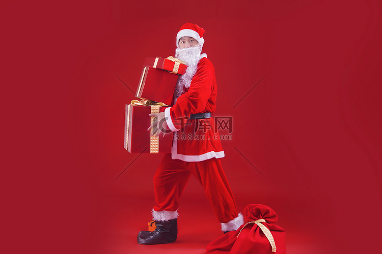 圣诞老人人像特色节日礼物盒圣诞