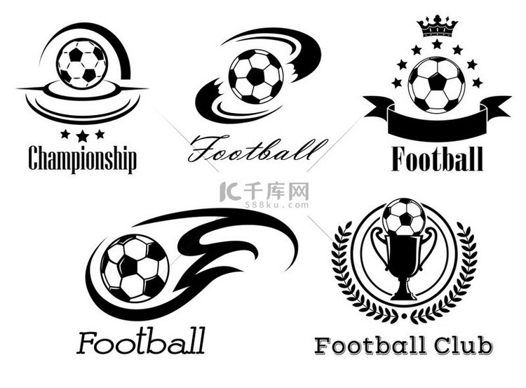 黑白相间的橄榄球和足球徽章或徽