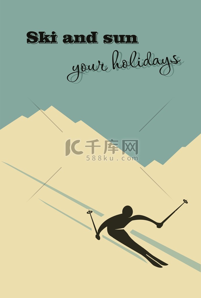 山上滑雪的幻灯片.