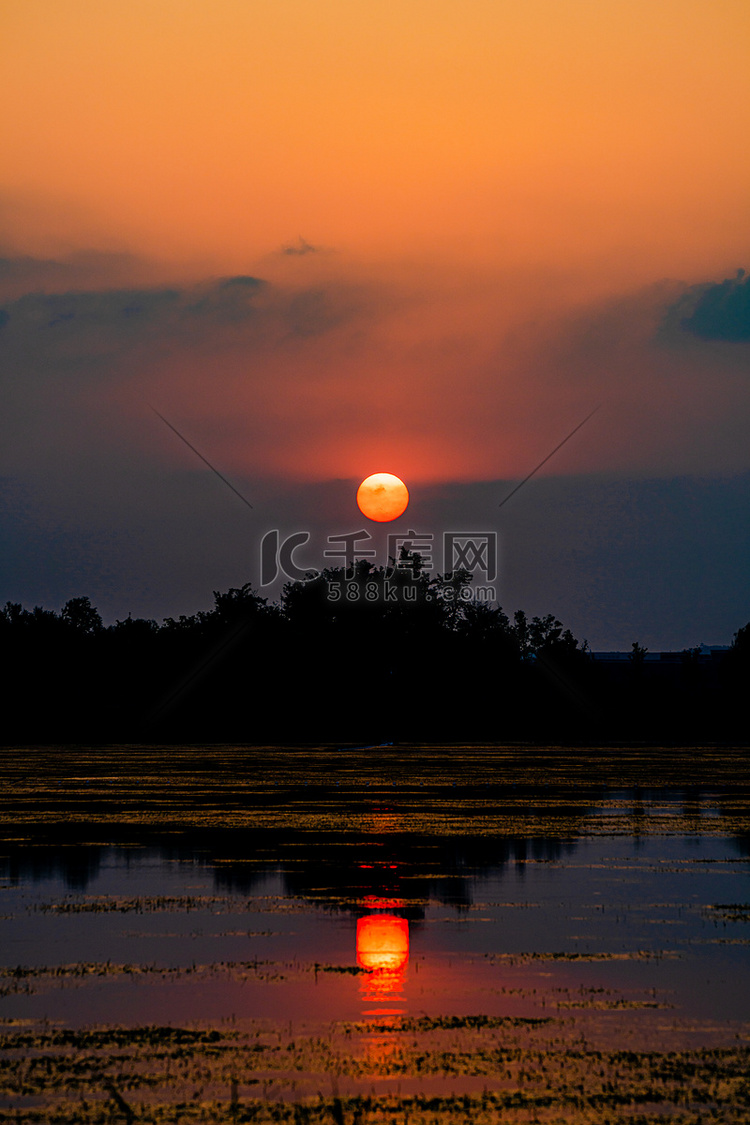 秋天自然风景夕阳日落户外拍摄摄