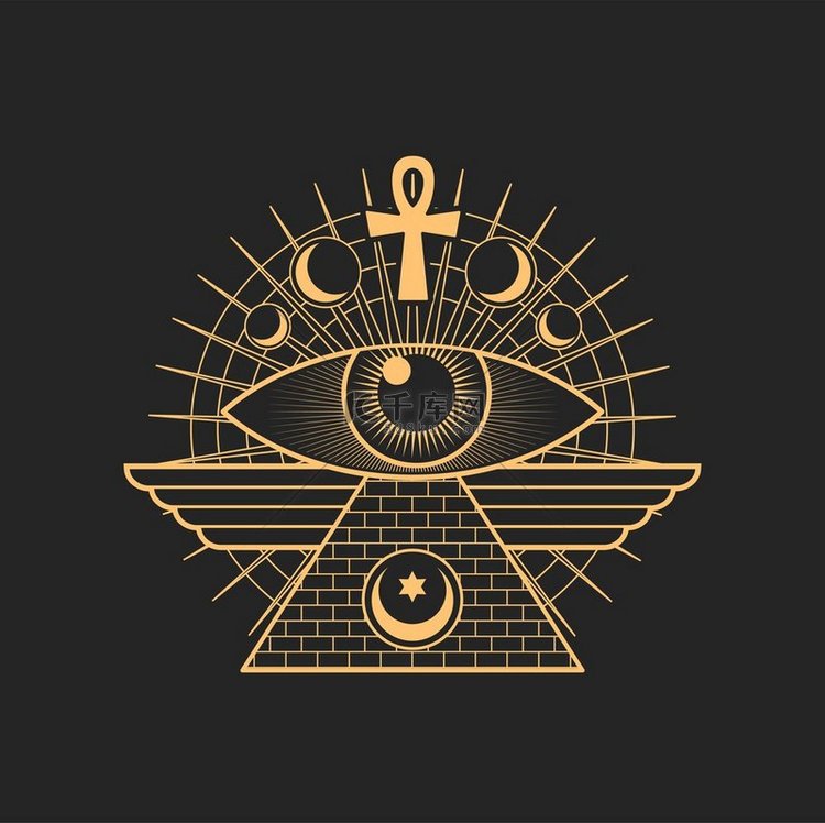 埃及金字塔、眼睛神秘标志、埃及