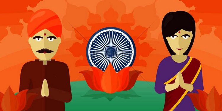 印度旅游海报印度地标莲花标志背