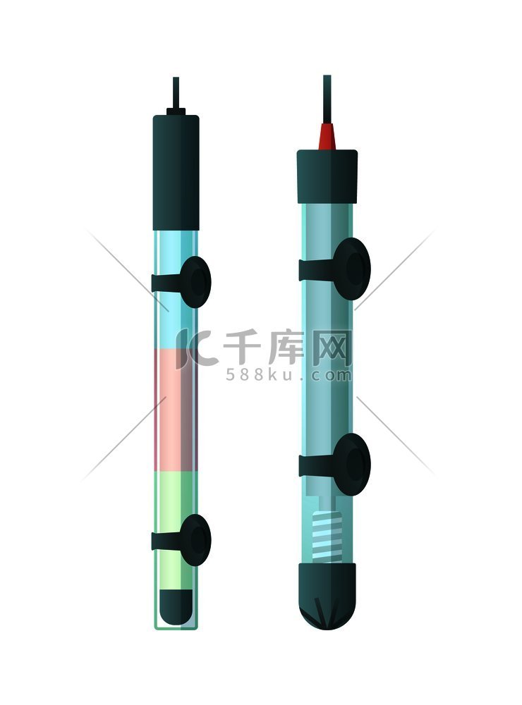 一对特殊的水族馆温度计色卡，矢