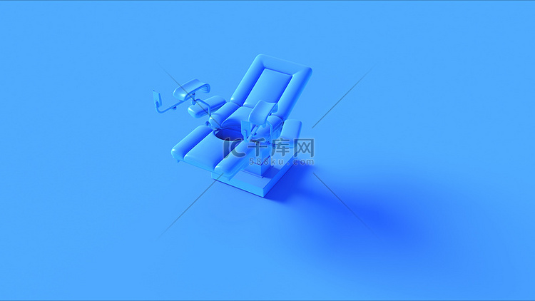 蓝色产科妇科椅3D插图 