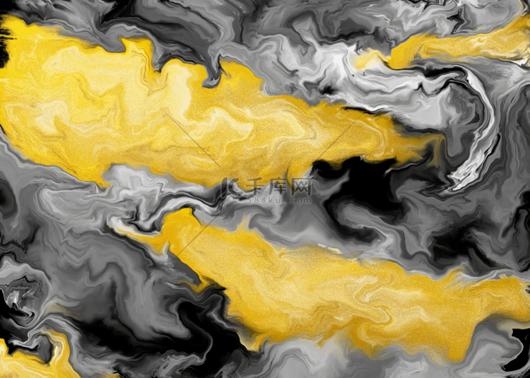 流体抽象黄黑色背景