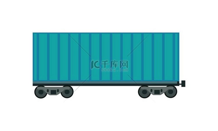 货车图标扁平的蓝色铁路集装箱货