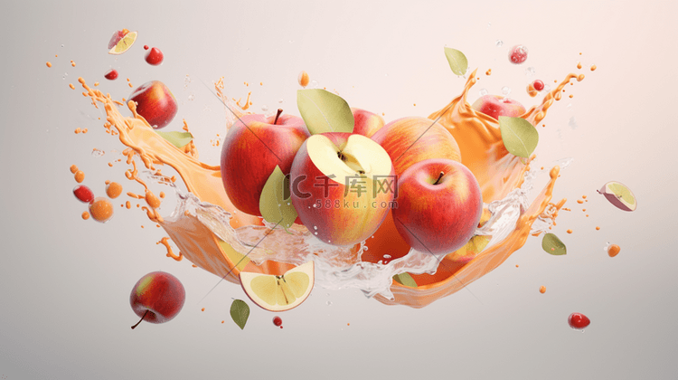 新鲜苹果水果创意广告