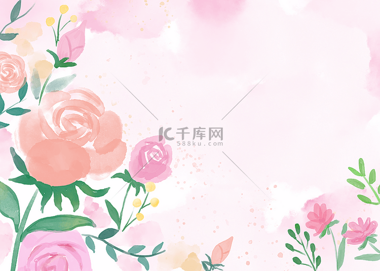花卉水彩风格抽象粉色壁纸背景
