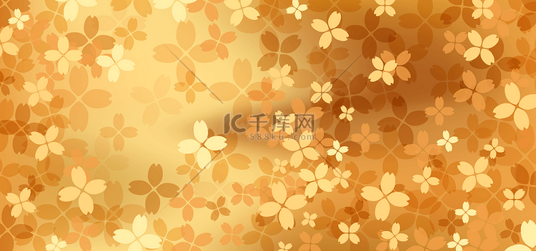 日本传统艺术金箔花朵金色图案背