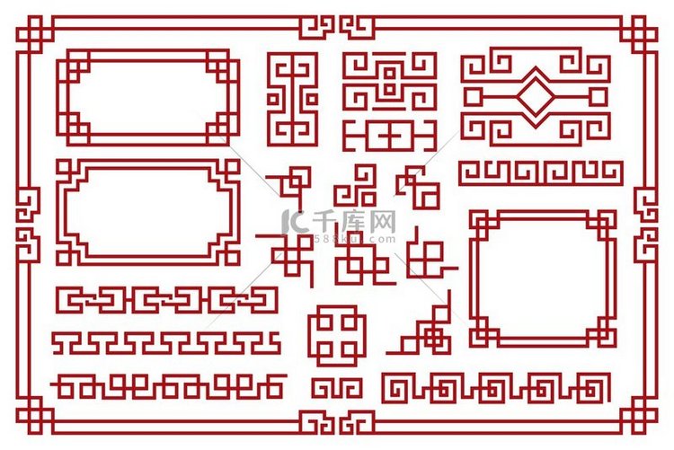 中国相框亚洲新年装饰方形边框红