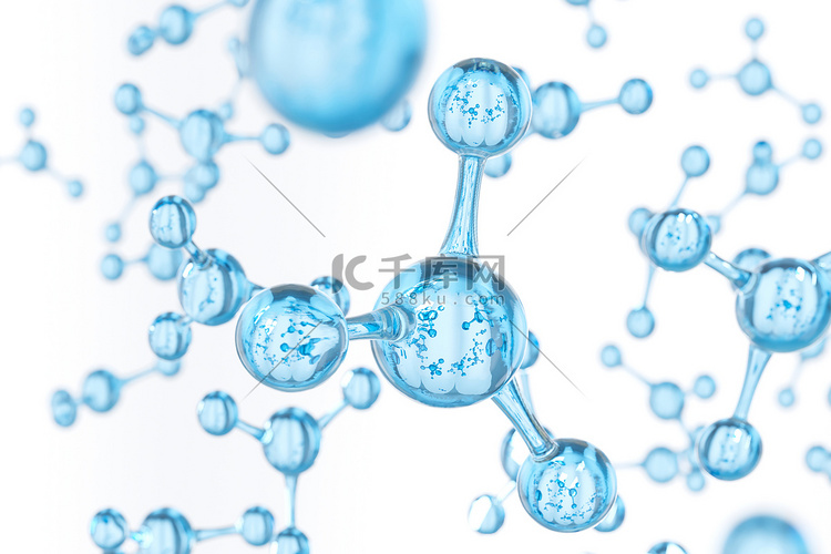 抽象分子设计清澈的蓝色水原子横