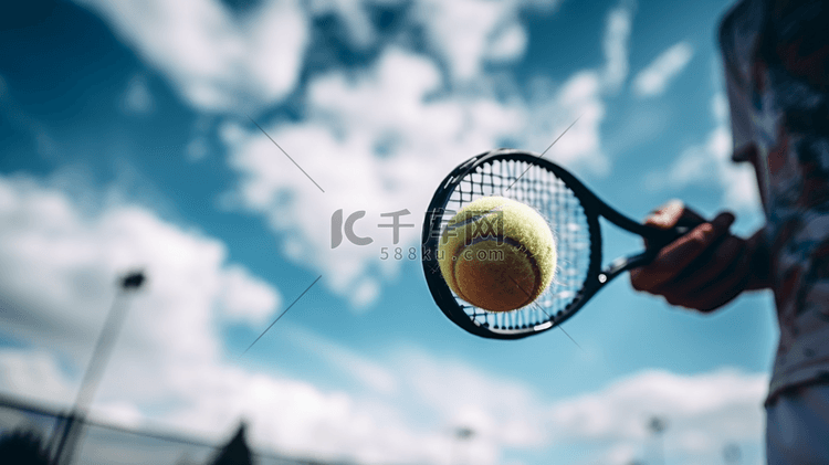 夏日运动网球室外运动员特写摄影