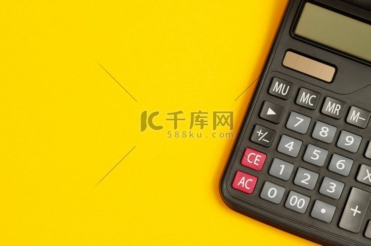 计算器会计在黄色背景