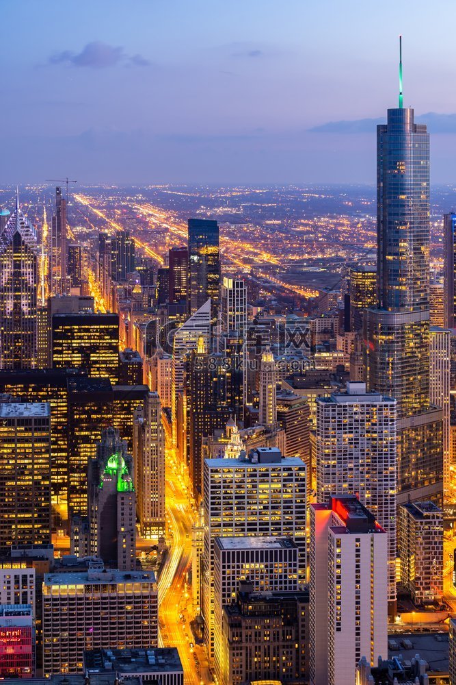 鸟瞰图芝加哥天际线大楼在芝加哥